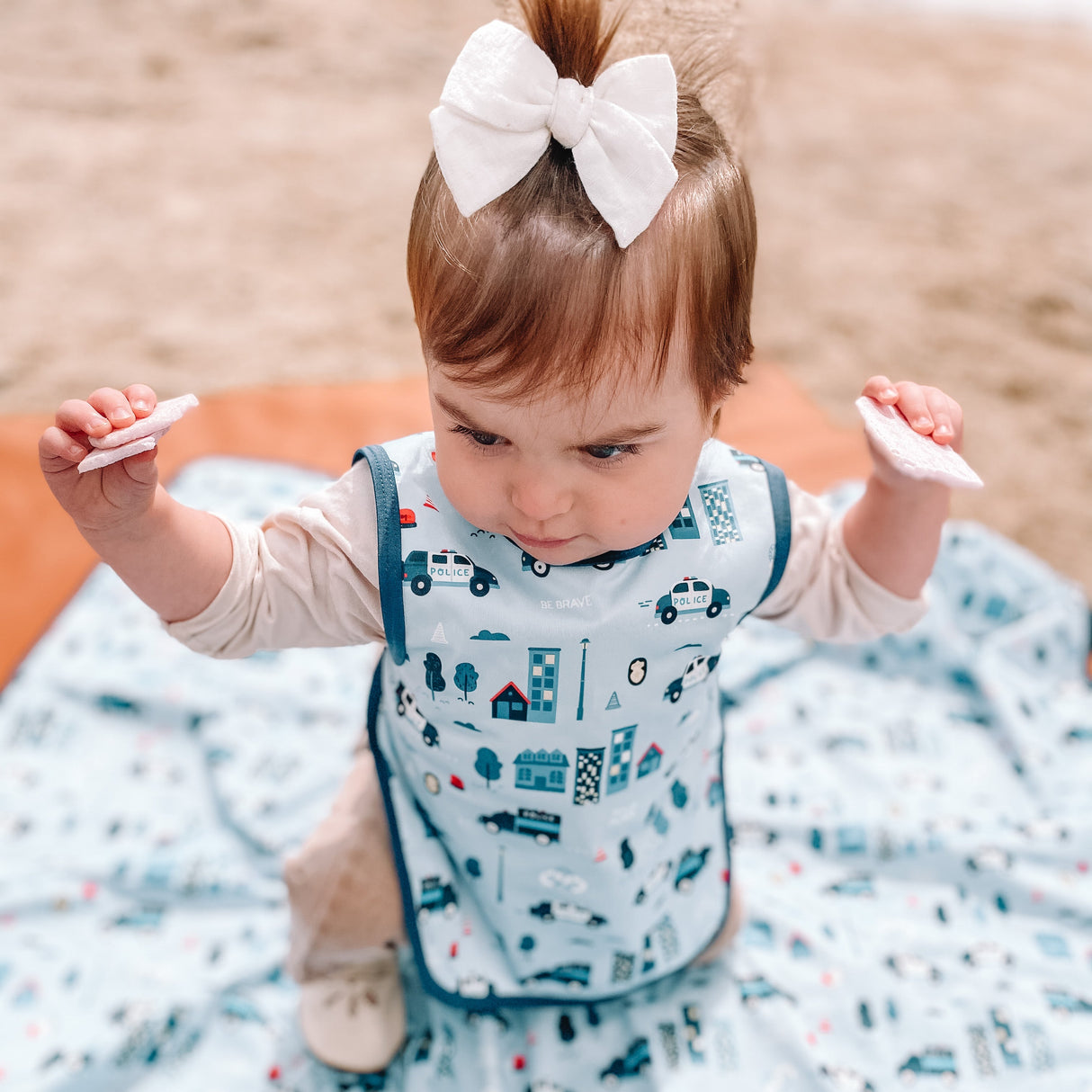 Be Brave - Police Patrol Splash Mat - A Waterproof Catch-All for Highchair Spills and More! from BapronBaby
