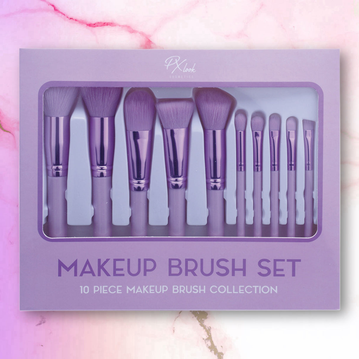 Makeup Brush - 10pc Marble Makeup Brush Collection Set from Prolux Cosmetics
