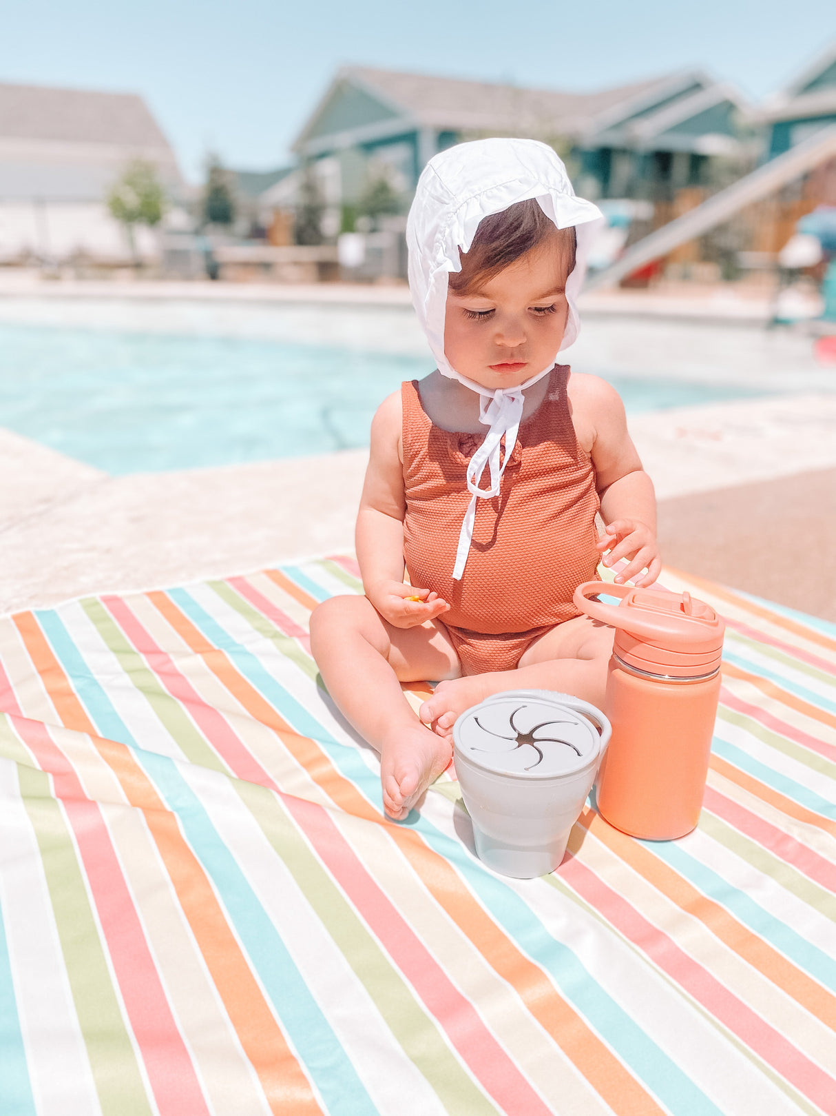 Rainbow Stripes Splash Mat - A Waterproof Catch-All for Highchair Spills and More! from BapronBaby