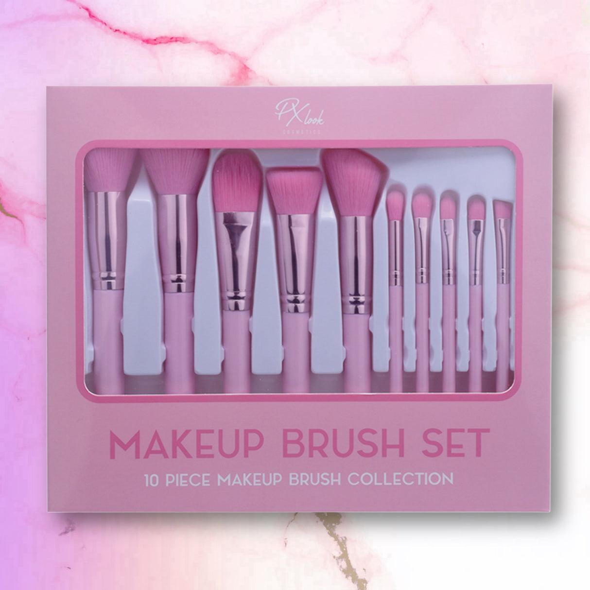 Makeup Brush - 10pc Marble Makeup Brush Collection Set from Prolux Cosmetics
