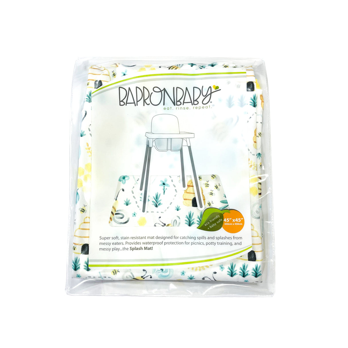 Busy Bees Splash Mat - A Waterproof Catch-All for Highchair Spills and More! from BapronBaby