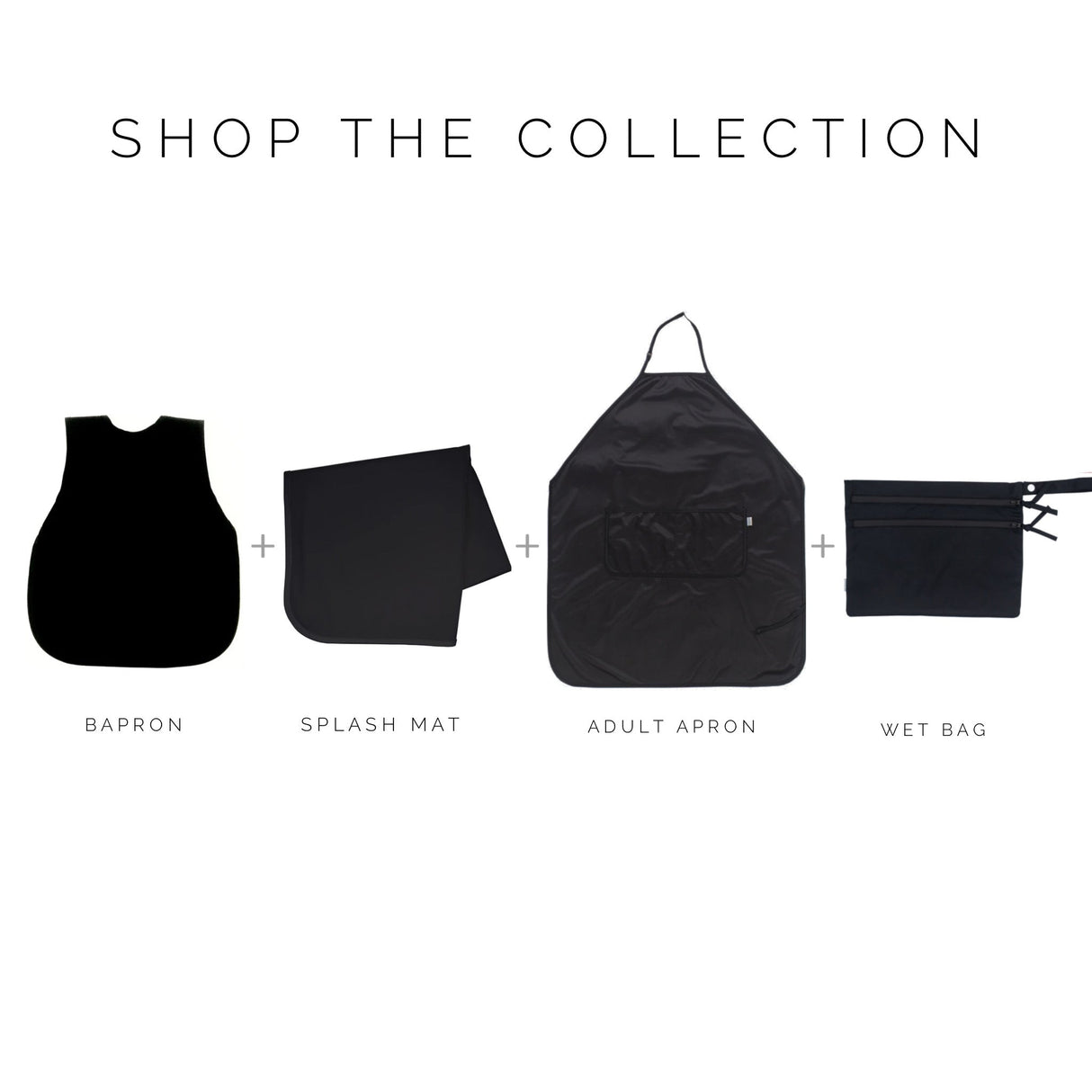 Solid Black Minimalist Apron - fits sizes youth small through adult 2XL from BapronBaby