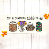 Holiday Panel: Halloween Tick or Treat Candy Jars October Pumpkins Kids Fall Autumn; GIVE ME SOMETHING GOOD TO EAT From PillowPanels