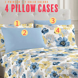 PREMIUS Eliana Soft Wrinkle-Free Microfiber Sheet Set, Blue-Yellow from ShopBobbys