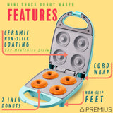 PREMIUS Ceramic Non-Stick Mini Snack Donut Maker, 2 Inch Mold, 4 Count from ShopBobbys