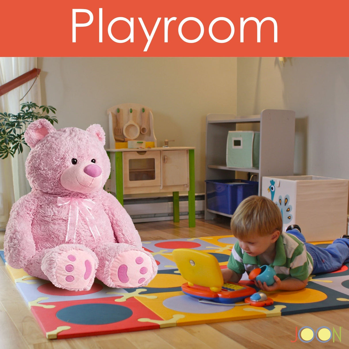JOON Huge Teddy Bear With Ribbon, Pink from ShopBobbys