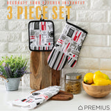 PREMIUS 3 Piece Printed Kitchen Linen Set, 1 Cotton Towel, 1 Pot Holder, 1 Oven Mitt from ShopBobbys