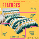 PREMIUS Montego 3 Piece Microfiber Wrinkle-Free Quilt Set, Green-Yellow from ShopBobbys