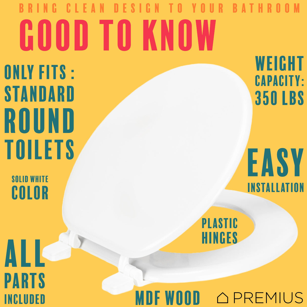 PREMIUS Wood Toilet Seat, Standard Round, 17 Inches from ShopBobbys