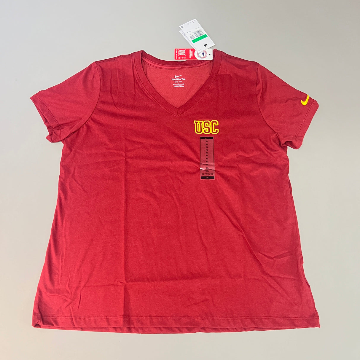NIKE USC Trojans Logo Dri-Fit V-Neck T-Shirt Women's Sz XL Cardinal Red DQ1708-613 (New) from PayWut