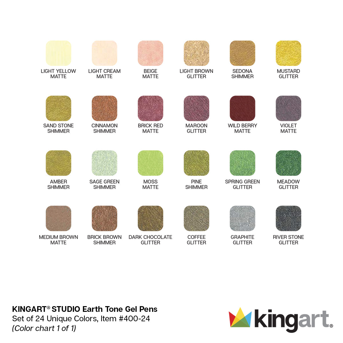 Gel Pens, Soft Grip, 24 Earth Tone Colors from KINGART