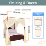 Just Relax Four Corner Post Elegant Mosquito Net Bed Canopy Set, Yellow, Full-Queen-King from ShopBobbys