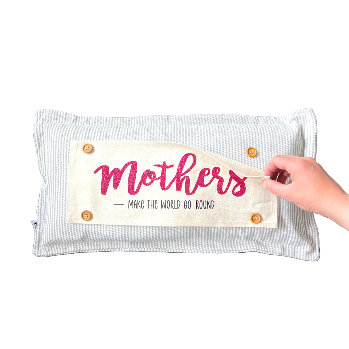 Glitter Holiday Panel: Spring, Gift; Mom Her MOTHER'S DAY MAKE THE WORLD GO ROUND From PillowPanels