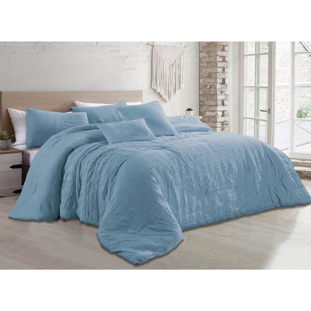 Astrid 5 Piece Crinkled Fabric Comforter Set from ShopBobbys
