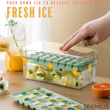 PREMIUS 2 Tray Ice Cube Tray with Container and Scoop, Green-Clear from ShopBobbys