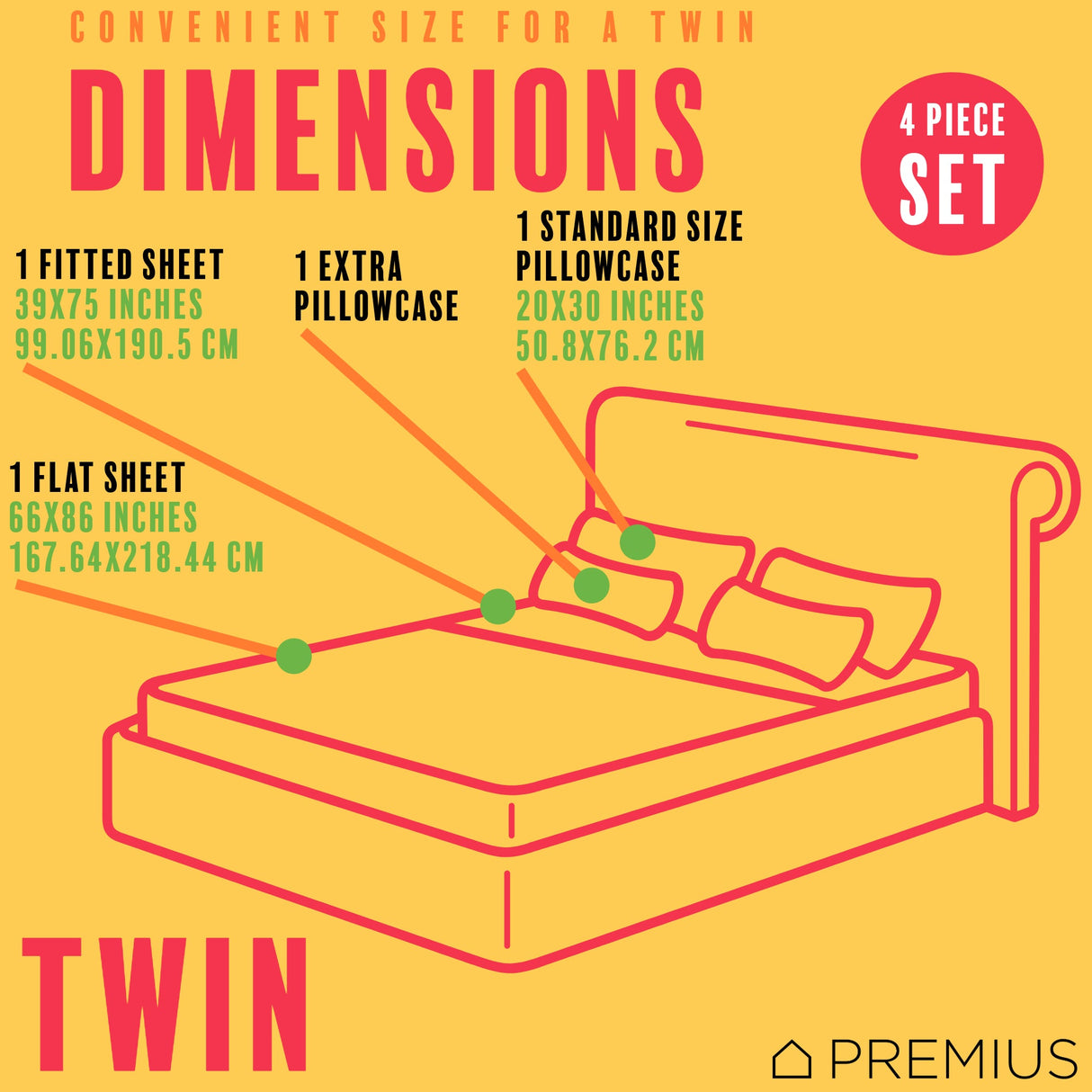 PREMIUS Fernando Soft Wrinkle-Free Microfiber Sheet Set, Green-White from ShopBobbys