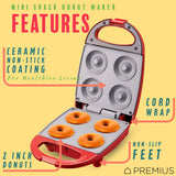 PREMIUS Ceramic Non-Stick Mini Snack Donut Maker, 2 Inch Mold, 4 Count from ShopBobbys