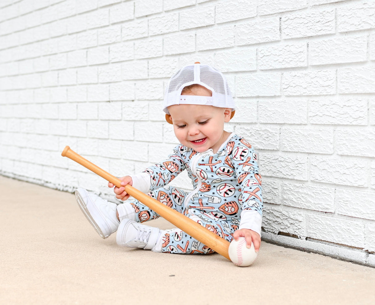 BASEBALL SMILEY DREAM ROMPER from DREAM BIG LITTLE CO