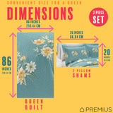 PREMIUS Lucea 3 Piece Microfiber Wrinkle-Free Quilt Set, Soft Blue from ShopBobbys