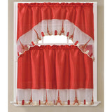 Paris Embroidered Kitchen Curtain Set, Swag 60x36, 30x36 Inches from ShopBobbys