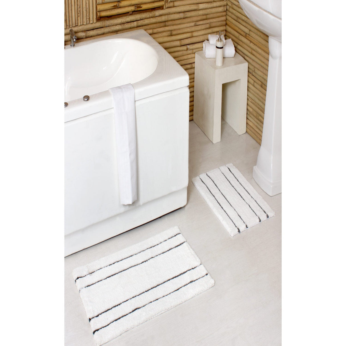 PREMIUS 2 Piece Striped Bath Rug Set, 17x24 and 20x32 Inches from ShopBobbys
