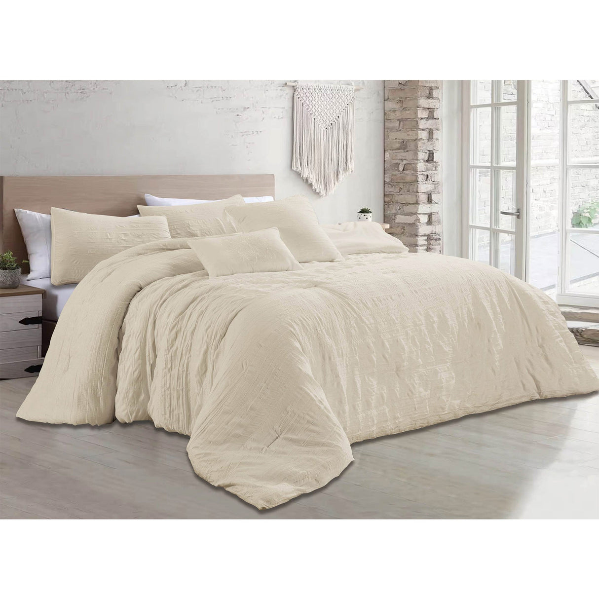 Astrid 5 Piece Crinkled Fabric Comforter Set from ShopBobbys