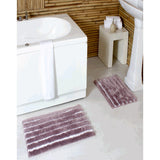 PREMIUS Emma 2 Piece Striped Fur Bath Rug Set, 17x24 & 20x32 Inches from ShopBobbys