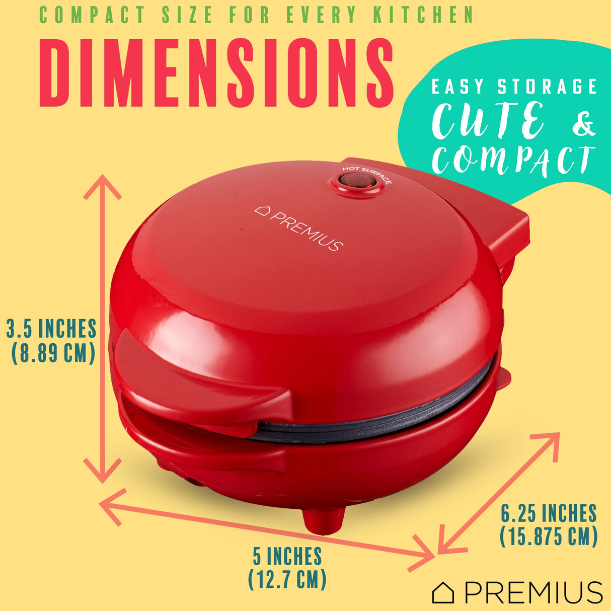 PREMIUS Ceramic Non-Stick Mini Snack Waffle Maker, 4 Inch Mold from ShopBobbys
