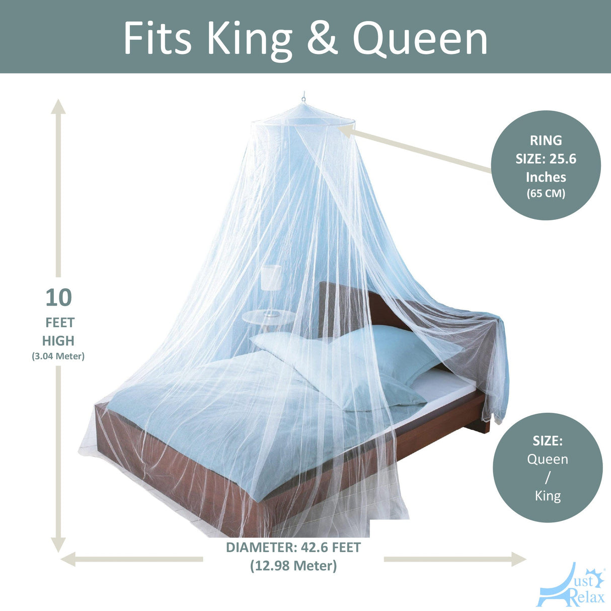 Just Relax Elegant Mosquito Net Bed Canopy Set, White, Queen-King from ShopBobbys