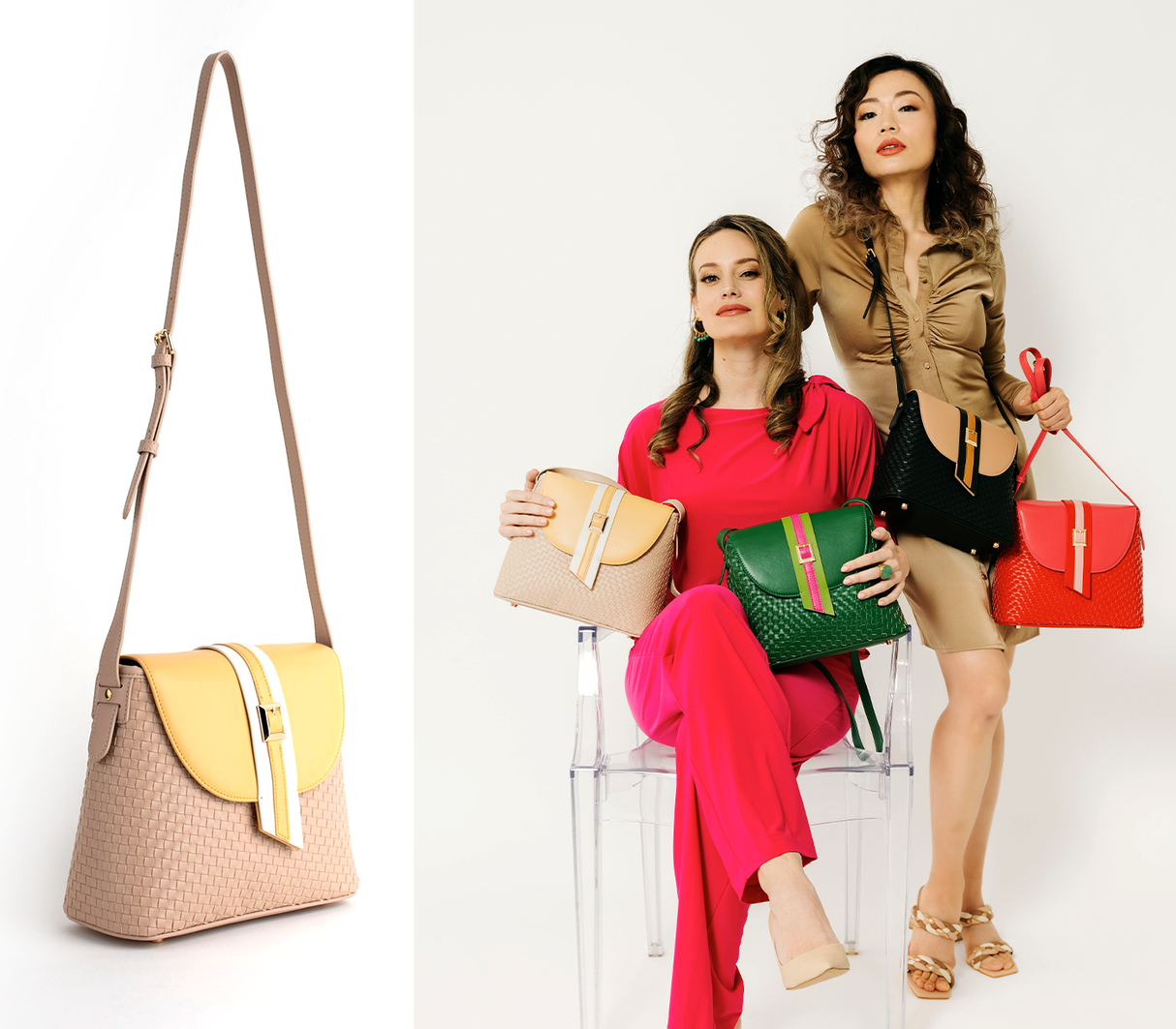 Kate - Nude Vegan Basket Weave Bag from Gunas New York