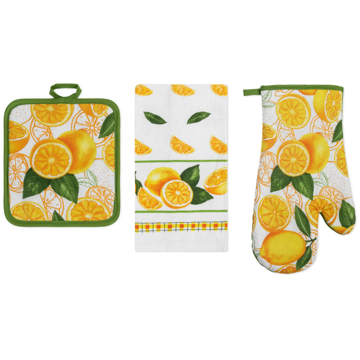 PREMIUS 3 Piece Printed Kitchen Linen Set, 1 Cotton Towel, 1 Pot Holder, 1 Oven Mitt from ShopBobbys