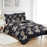 PREMIUS Mia 3 Piece Microfiber Wrinkle-Free Quilt Set, Black-Taupe from ShopBobbys