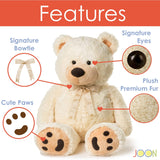 JOON Huge Teddy Bear With Ribbon, Cream from ShopBobbys