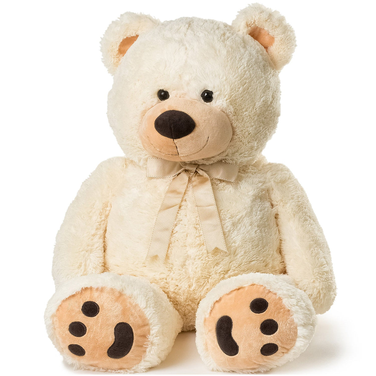 JOON Huge Teddy Bear With Ribbon, Cream from ShopBobbys