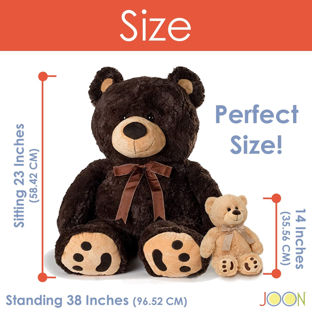 JOON Huge Teddy Bear With Ribbon, Dark Brown from ShopBobbys
