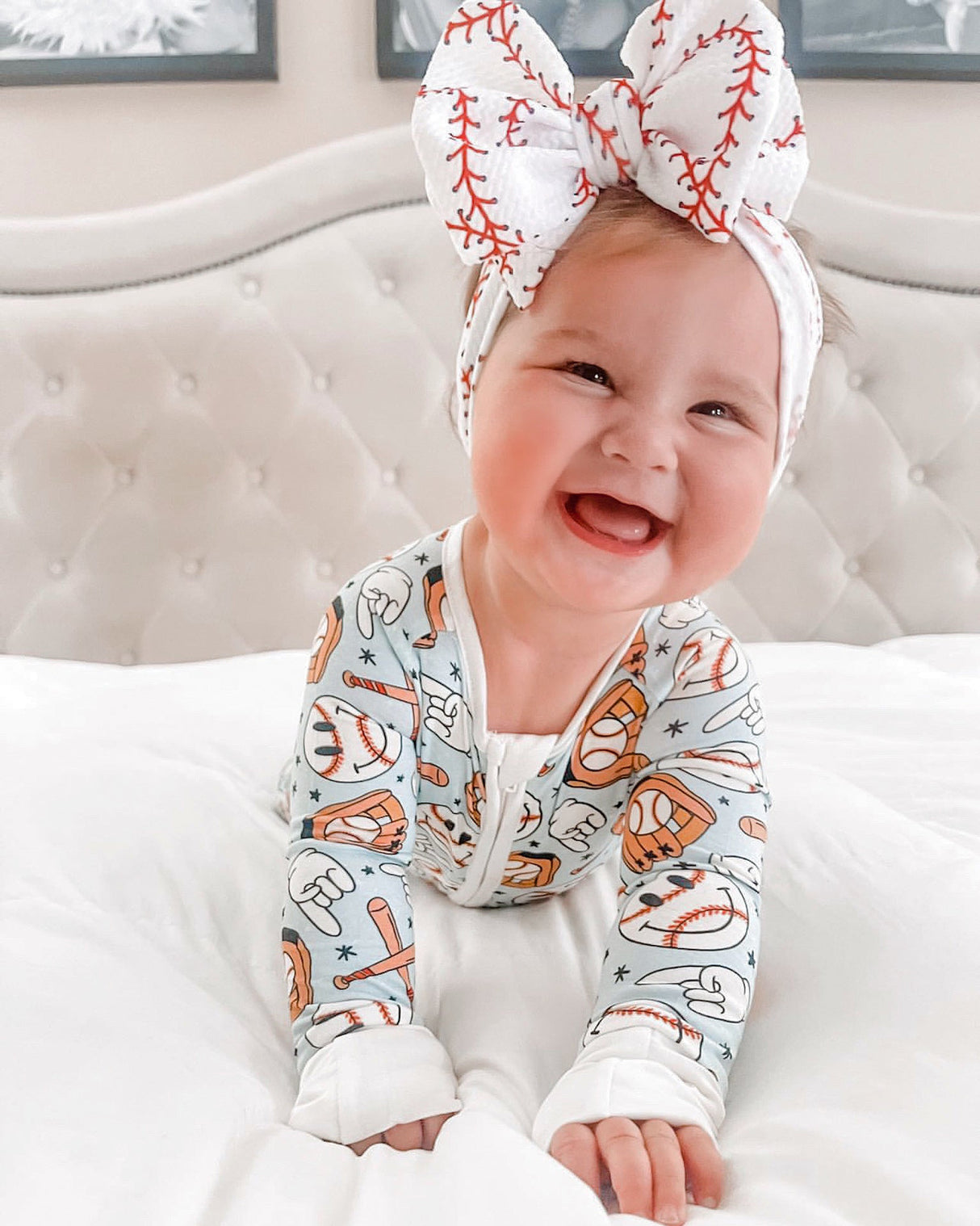 BASEBALL SMILEY DREAM ROMPER from DREAM BIG LITTLE CO