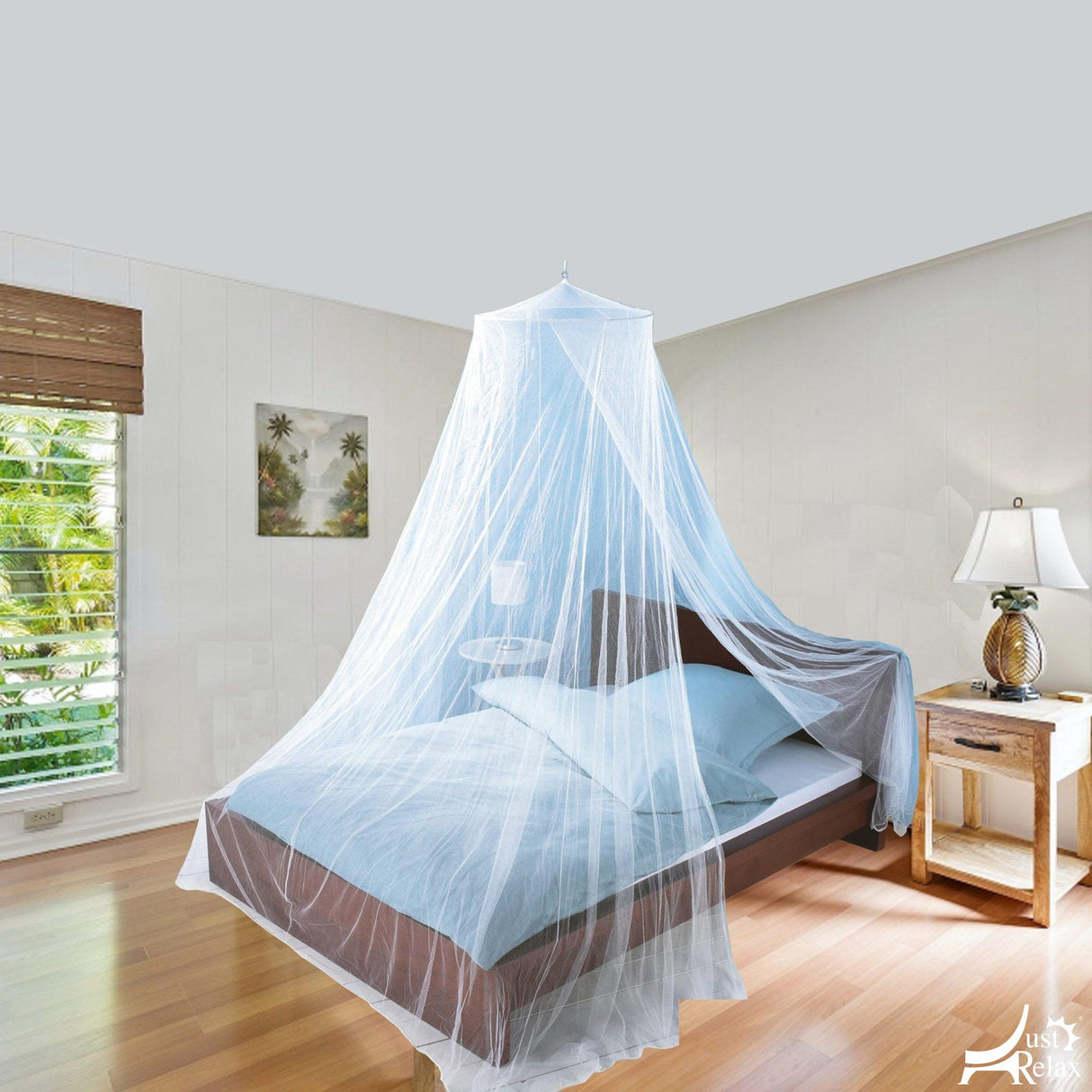 Just Relax Elegant Mosquito Net Bed Canopy Set, White, Twin-Full from ShopBobbys
