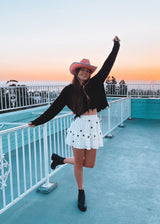 Dancing In The Moonlight Skirt ★ White With Black Stars From Rock N Rags