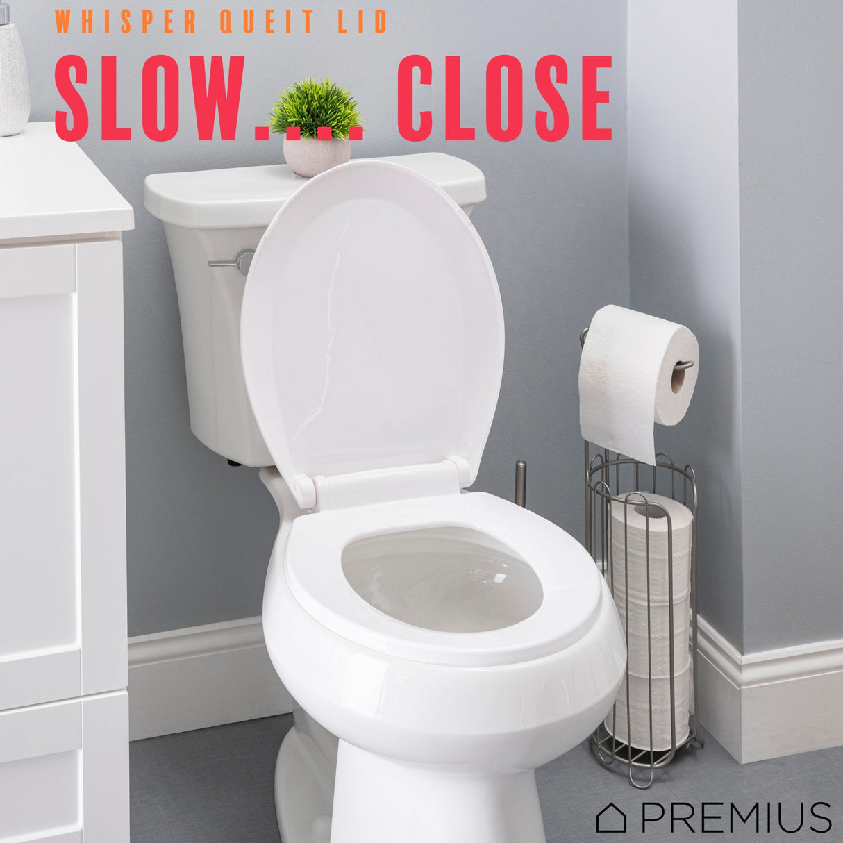 PREMIUS Slow Close Beveled Plastic Toilet Seat, Standard Round, 17 Inches from ShopBobbys