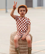 COPPER CHECKERS DREAM SHORT SET from DREAM BIG LITTLE CO