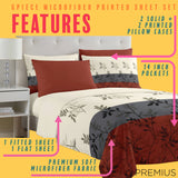 PREMIUS Isabella Soft Wrinkle-Free Microfiber Sheet Set, Brick-Gray-Beige from ShopBobbys