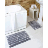 PREMIUS Emma 2 Piece Striped Fur Bath Rug Set, 17x24 & 20x32 Inches from ShopBobbys
