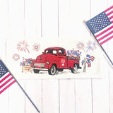 Holiday Panel: Summer; Father's Day Dad Fireworks Vintage Classic Old Red Truck; FIREWORK TRUCK From PillowPanels