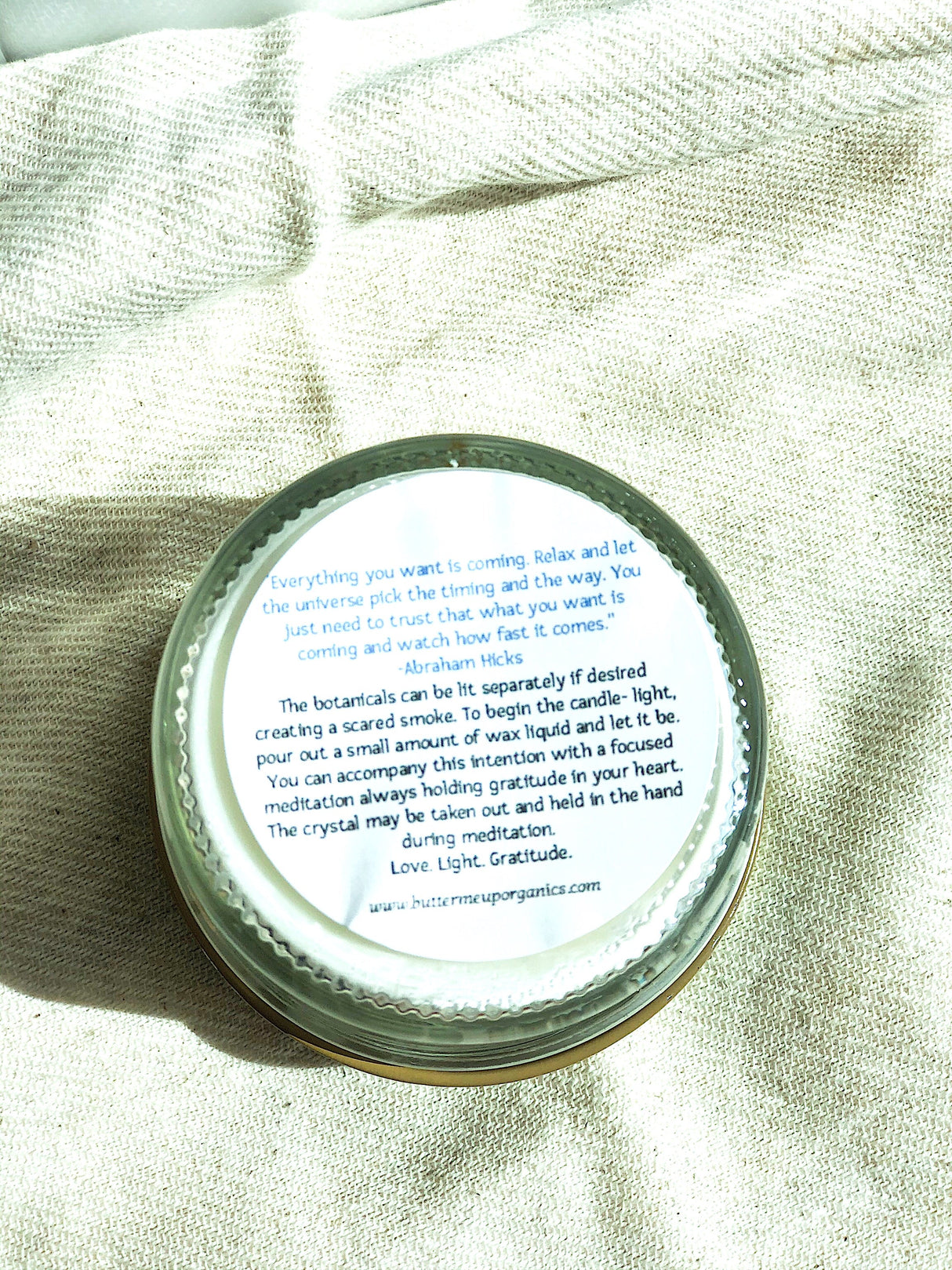 Blessings Candle / Intention Candle / Good Luck / Soy Handpoured Candle/ Candle with Crystals / Botanical Candle / Essential Oil Candle  from Butter Me Up Organics