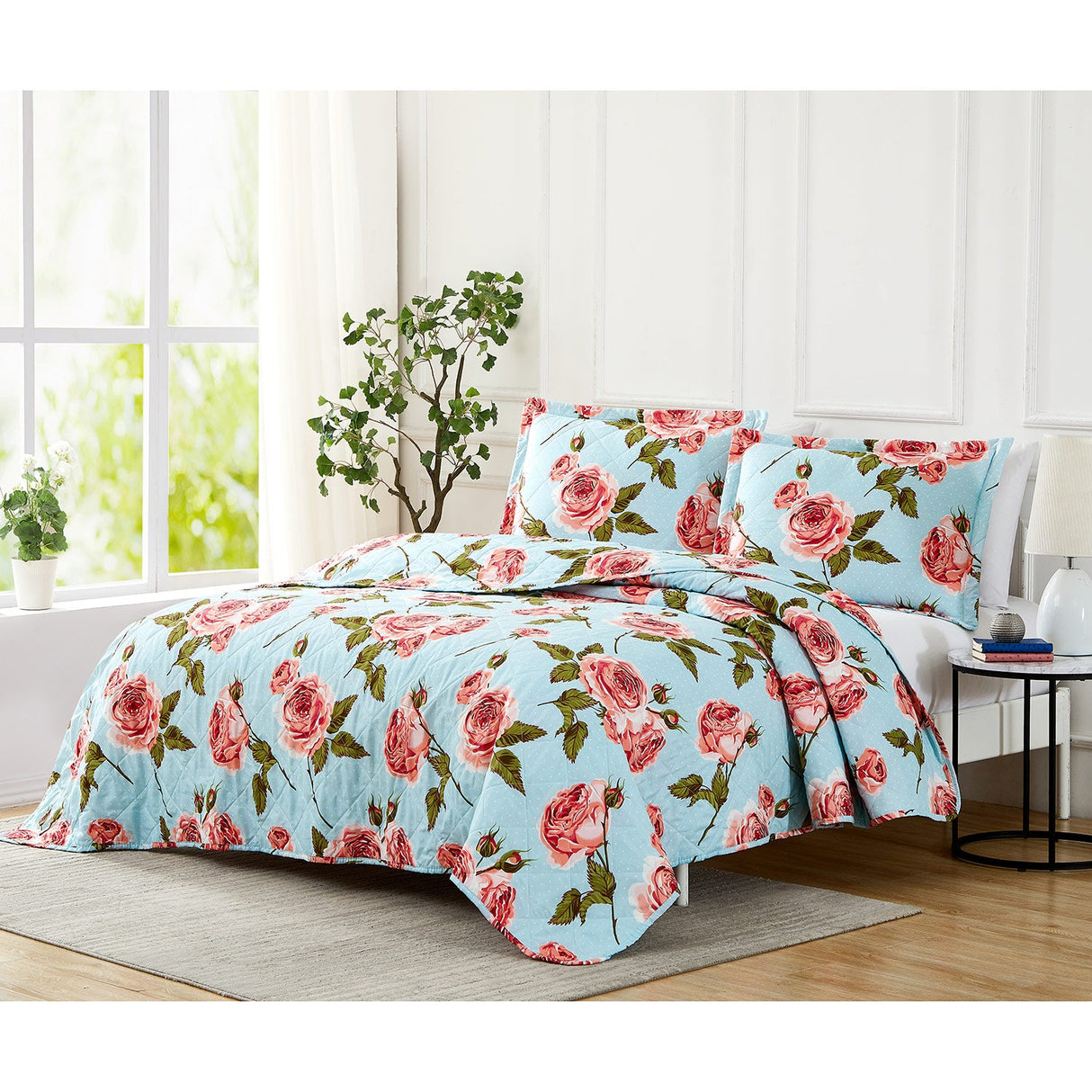 Laguna Casey 3-Piece Reversible Quilt Set, Blue from ShopBobbys