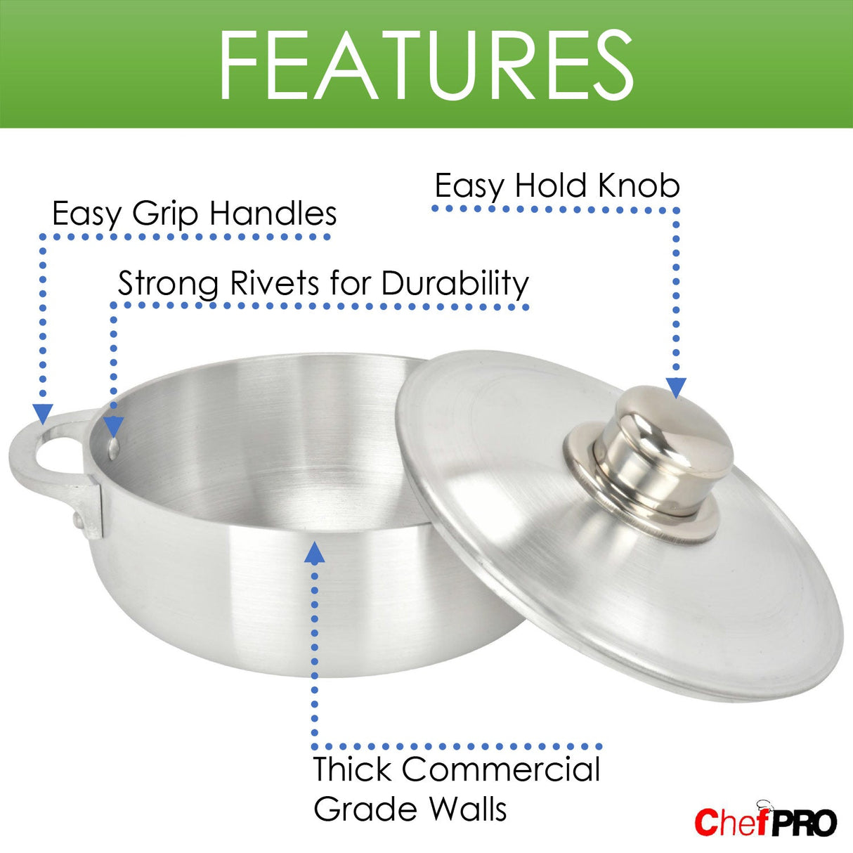 Chef PRO Commercial Grade Aluminum Caldero Stock Pot, 1.9 Quarts from ShopBobbys