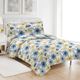 PREMIUS Eliana 3 Piece Microfiber Wrinkle-Free Quilt Set, Blue-Yellow from ShopBobbys