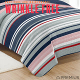 PREMIUS Mateo 3 Piece Microfiber Wrinkle-Free Quilt Set, Blue-Multi-Striped from ShopBobbys