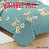 PREMIUS Lucea 3 Piece Microfiber Wrinkle-Free Quilt Set, Soft Blue from ShopBobbys