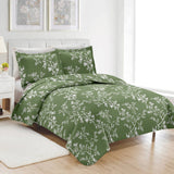 PREMIUS Fernando 3 Piece Microfiber Wrinkle-Free Quilt Set, Green-White from ShopBobbys